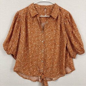 Free People Brown Patterned Blouse